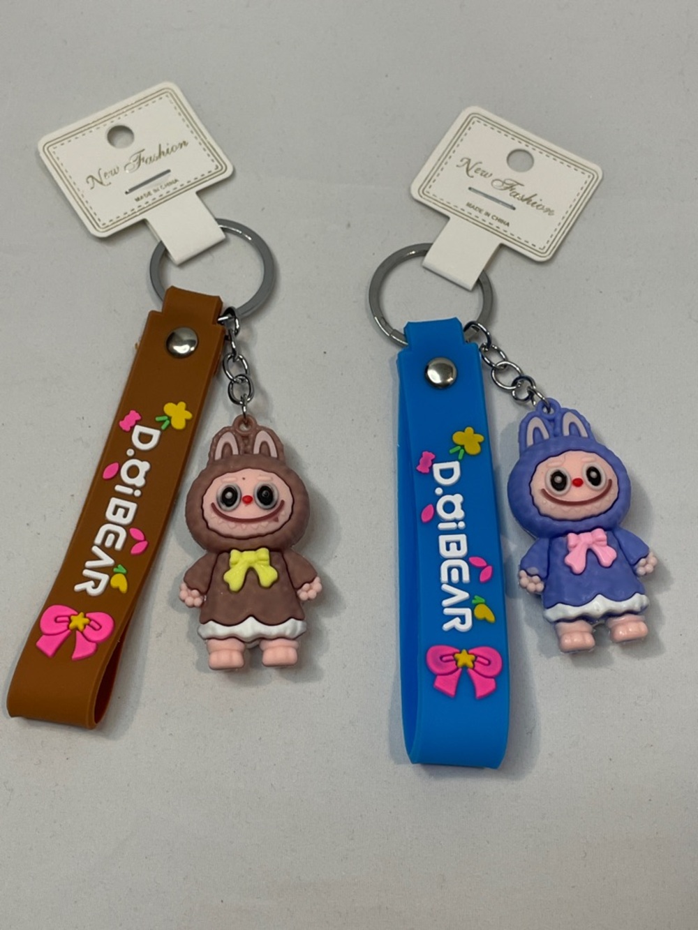 Cute lafufu Monster keychain set- brown & purple
